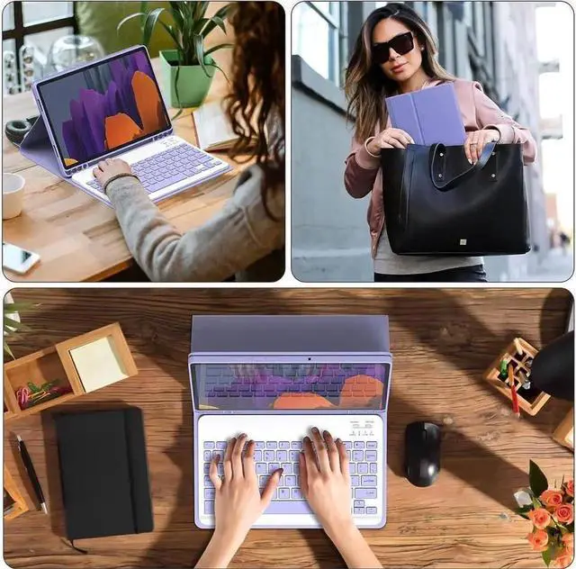 Alt view image 6 of 6 - Keyboard Case with Mouse for iPad Air 13 inch M4 M3 M2 2026 2025 2024 / iPad Pro 12.9 inch 6th 5th 4th 3rd Generation 2022 2021 2020 2018 - Wireless Detachable Keyboard- Pencil Holder Purple