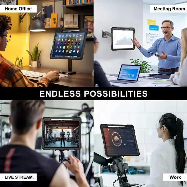 Alt view image 7 of 7 - BONAEVER Case for iPad Air 13 inch M4 2026 M3 2025 M2 2024, iPad Pro 12.9 inch 6th 5th 4th 3rd Gen Shockproof Cover with Stand & Pencil Holder & VESA Mounting Holes 75mm * 75mm