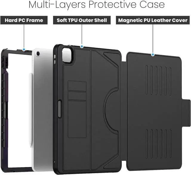 Alt view image 7 of 7 - BONAEVER Case For iPad Air 13 inch M4 2026 M3 2025 M2 2024 A3268 A3269 A3271 A2898 A2899 A2900, Smart Magnetic Auto Sleep Shockproof Cover with Multi-Angles Stand, Pen Holder, Card Slot