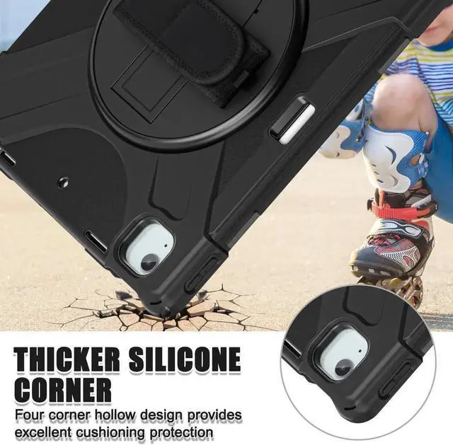 Alt view image 3 of 7 - Case for iPad Air 13 inch M4 2026 M3 2025 M2 2024 and iPad Pro 12.9 2022 - 2018 6th/5th/4th/3rd Gen with Built-in Screen Protector, 360° Rotating Stand, Adjustable Shoulder Strap, Pencil Holder