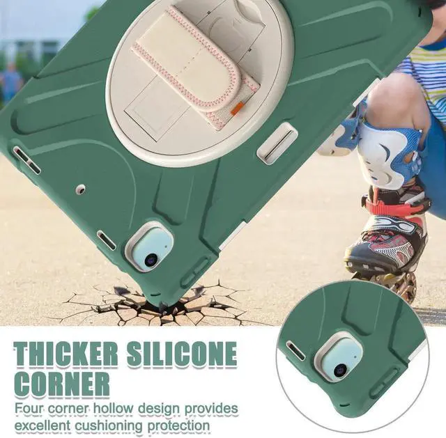 Alt view image 3 of 7 - Case for iPad Air 13 inch M4 2026 M3 2025 M2 2024 and iPad Pro 12.9 2022 - 2018 6th/5th/4th/3rd Gen with Built-in Screen Protector, 360° Rotating Stand, Adjustable Shoulder Strap, Pencil Holder