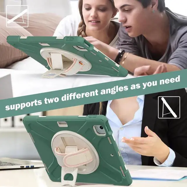 Alt view image 2 of 7 - Case for iPad Air 13 inch M4 2026 M3 2025 M2 2024 and iPad Pro 12.9 2022 - 2018 6th/5th/4th/3rd Gen with Built-in Screen Protector, 360° Rotating Stand, Adjustable Shoulder Strap, Pencil Holder