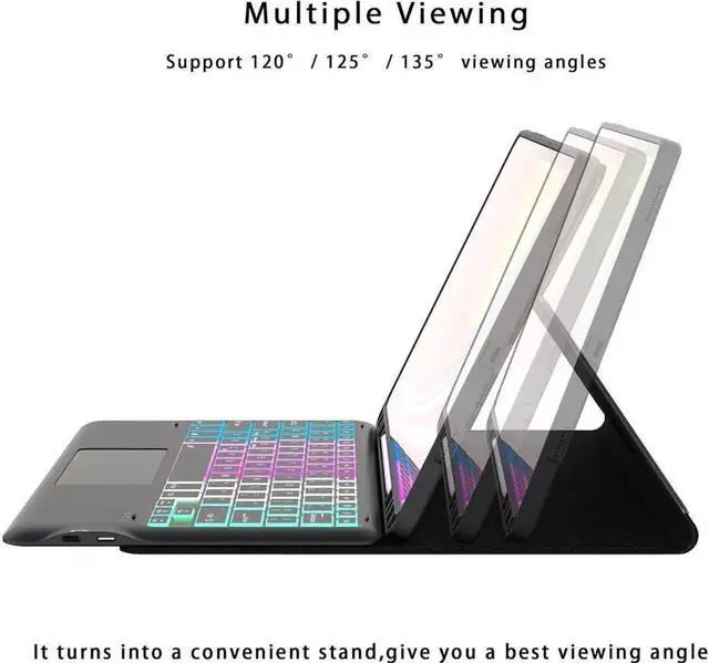 Alt view image 3 of 7 - Touchpad Keyboard case for iPad Air 13 inch 2026 M4 2025 M3 2024 M2, iPad Pro 12.9 inch 2022 2021 2020 2018 6th 5th 4th 3rd Gen Bluetooth Keyboard Cover with Backlits, Pen Holder Screen Protector