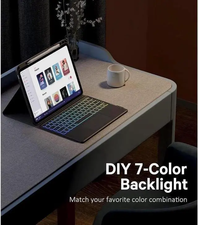 Alt view image 4 of 7 - Touchpad Keyboard case for iPad Air 13 inch 2026 M4 2025 M3 2024 M2, iPad Pro 12.9 inch 2022 2021 2020 2018 6th 5th 4th 3rd Gen Bluetooth Keyboard Cover with Backlits, Pen Holder Screen Protector