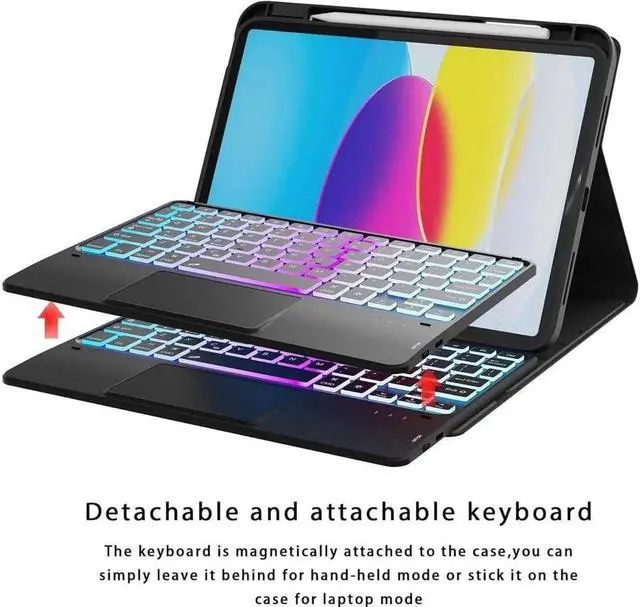 Alt view image 2 of 7 - Touchpad Keyboard case for iPad Air 13 inch 2026 M4 2025 M3 2024 M2, iPad Pro 12.9 inch 2022 2021 2020 2018 6th 5th 4th 3rd Gen Bluetooth Keyboard Cover with Backlits, Pen Holder Screen Protector