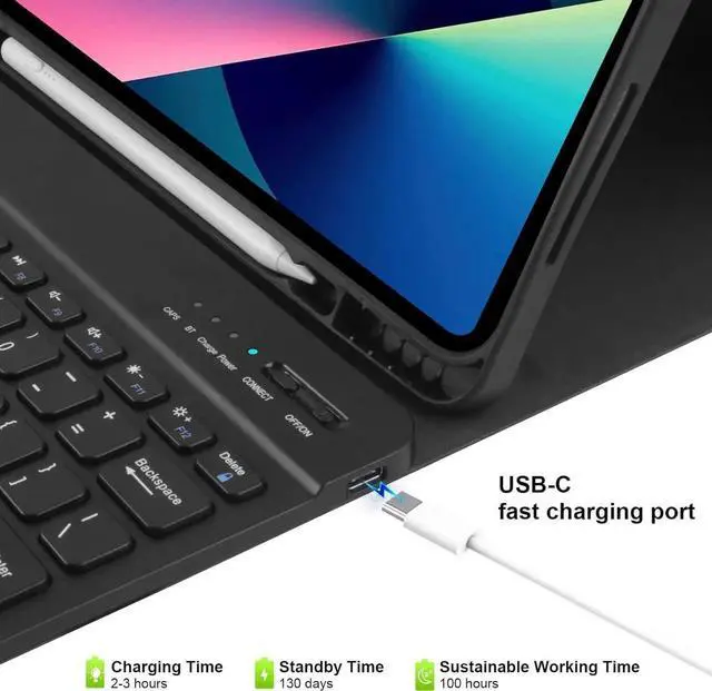 Alt view image 5 of 7 - BONAEVER Keyboard Case for iPad Air 13 inch M4 2026 M3 2025 M2 2024 Detachable Wireless Keyboard Case for iPad Pro 12.9 inch 6th 5th 4th 3rd Generation 2022 2021 2020 2018 with Pen holder