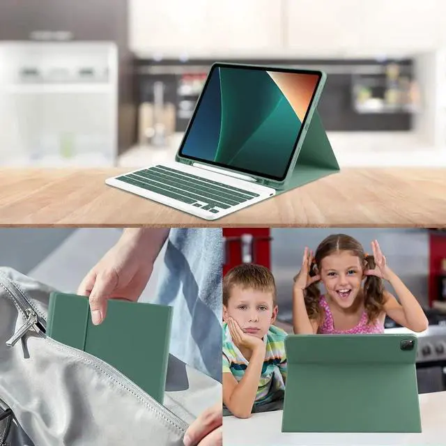 Alt view image 7 of 7 - BONAEVER Keyboard Case for iPad Air 13 inch M4 2026 M3 2025 M2 2024 Detachable Wireless Keyboard Case for iPad Pro 12.9 inch 6th 5th 4th 3rd Generation 2022 2021 2020 2018 with Pen holder Dark Green