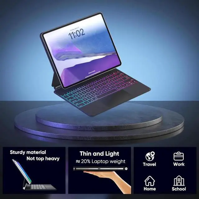 Alt view image 5 of 7 - Magic Keyboard Case for iPad Air 13 inch M4 2026 M3 M2 2025 2024, iPad Pro 12.9 6th 5th 4th 3rd Gen 2022 - 2018, Wireless Magnetic Keyboard Case with Trackpad, Floating Cantilever Stand, Backlits