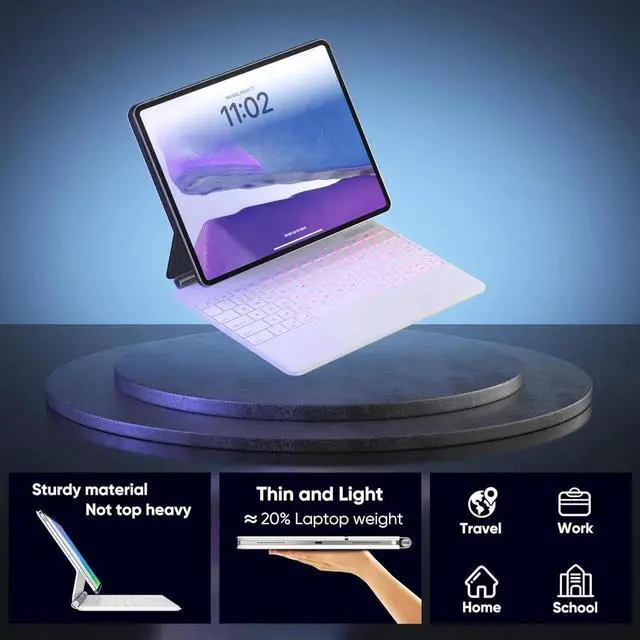 Alt view image 5 of 6 - Magic Keyboard Case for iPad Air 13 inch M4 2026 M3 M2 2025 2024, iPad Pro 12.9 6th 5th 4th 3rd Gen 2022 - 2018, Wireless Magnetic Keyboard Case with Trackpad, Floating Cantilever Stand, Backlits