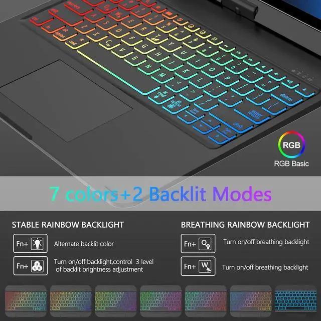 Alt view image 4 of 7 - Keyboard Case for iPad Air 13 inch M4 2026 M3 2025 M2 2024 & iPad Pro 12.9 6th 5th 4th 3rd 2022 2021 2020 2018, Multi-touch Trackpad, 360° Rotatable & Swivel Keyboard, Backlit with Pencil Holder