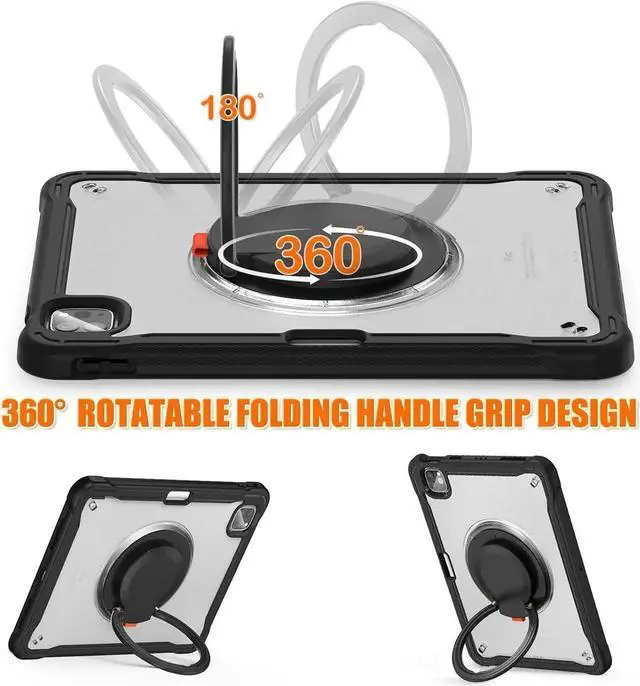 Alt view image 2 of 7 - BONAEVER Case For iPad Air 13 inch 2026 M4 2025 M3 2024 M2, iPad Pro 12.9 inch 2022 6th 2021 5th 2020 4th 2018 Shockproof Cover with Pencil Holder, Rotatable Stand, Shoulder Strap