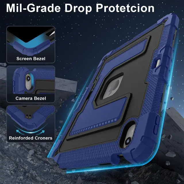 Alt view image 2 of 7 - Case for iPad Air 13 Inch 2026 M4 2025 M3 2025 M2 2024, Military Grade Shockproof Cover with Pencil Holder Stand Shoulder Strap Blue