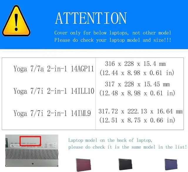 Alt view image 2 of 7 - Laptop Case for Lenovo Yoga 7a 2-in-1 (14", Gen 11) 14AGP11|14ILL10/14AKP10 Laptop,Yoga 7/7i 2-in-1 14IML9 PU Leather Protective Shell Detachable Notebook PC Bag