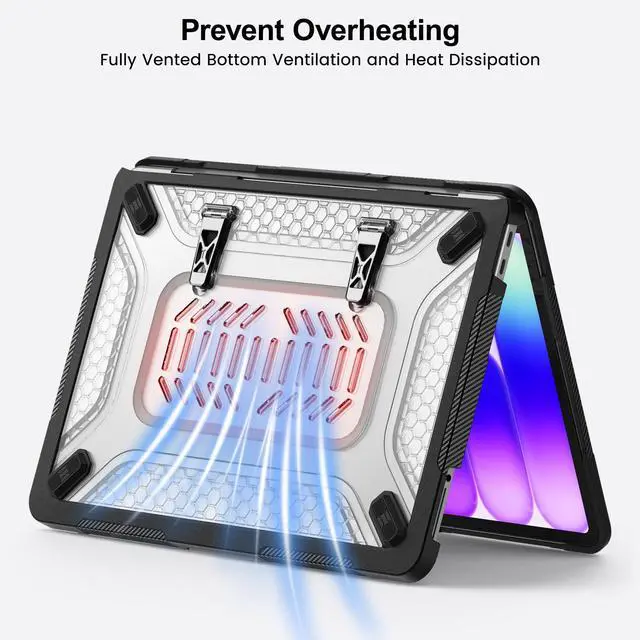 Alt view image 4 of 7 - Case for MacBook Neo Case 13 inch 2026 Model A3404 with A18 Pro Chip, 2 in 1 Kit Shockproof Cover Heavy Duty TPU Bumper Hard Case with Foldable Metal Kickstand, Keyboard Skin & Type C Adapter