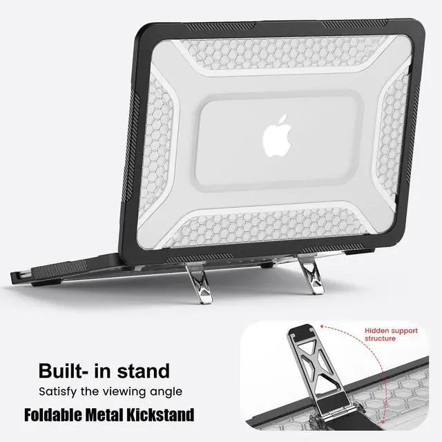 Alt view image 3 of 7 - Case for MacBook Neo Case 13 inch 2026 Model A3404 with A18 Pro Chip, 2 in 1 Kit Shockproof Cover Heavy Duty TPU Bumper Hard Case with Foldable Metal Kickstand, Keyboard Skin & Type C Adapter