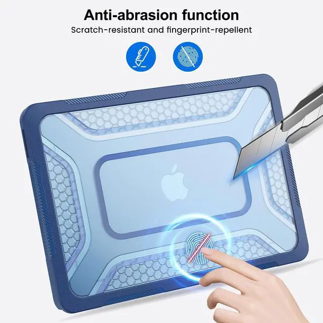 Alt view image 6 of 7 - Case for MacBook Neo Case 13 inch 2026 Model A3404 with A18 Pro Chip, 2 in 1 Kit Shockproof Cover Heavy Duty TPU Bumper Hard Case with Foldable Metal Kickstand, Keyboard Skin & Type C Adapter Blue