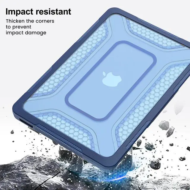 Alt view image 2 of 7 - Case for MacBook Neo Case 13 inch 2026 Model A3404 with A18 Pro Chip, 2 in 1 Kit Shockproof Cover Heavy Duty TPU Bumper Hard Case with Foldable Metal Kickstand, Keyboard Skin & Type C Adapter Blue