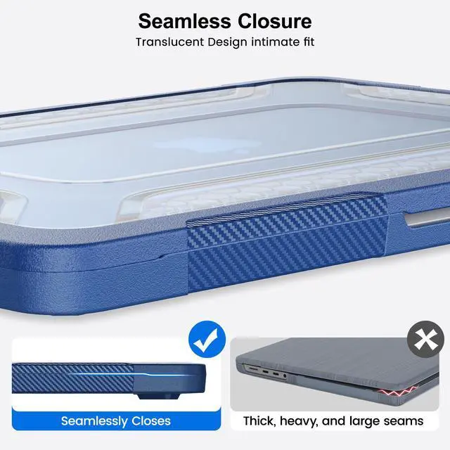 Alt view image 4 of 7 - Case for MacBook Neo Case 13 inch 2026 Model A3404 with A18 Pro Chip, 2 in 1 Kit Shockproof Cover Heavy Duty TPU Bumper Hard Case with Foldable Metal Kickstand, Keyboard Skin & Type C Adapter Blue