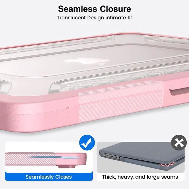 Alt view image 2 of 7 - Case for MacBook Neo Case 13 inch 2026 Model A3404 with A18 Pro Chip, 2 in 1 Kit Shockproof Cover Heavy Duty TPU Bumper Hard Case with Foldable Metal Kickstand, Keyboard Skin & Type C Adapter Pink