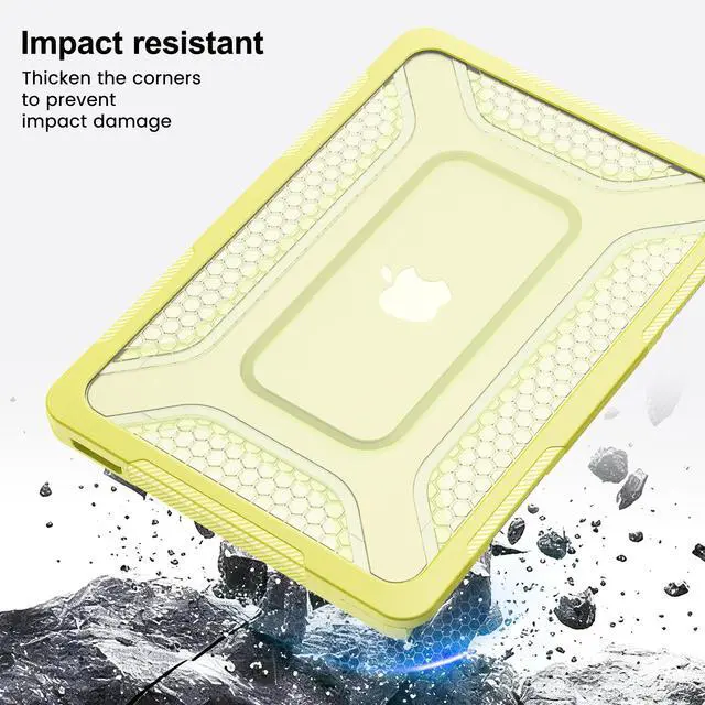 Alt view image 3 of 7 - Case for MacBook Neo Case 13 inch 2026 Model A3404 with A18 Pro Chip, 2 in 1 Kit Shockproof Cover Heavy Duty TPU Bumper Hard Case with Foldable Metal Kickstand, Keyboard Skin & Type C Adapter Yellow
