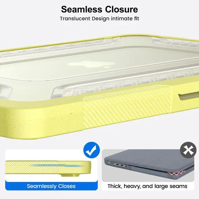 Alt view image 2 of 7 - Case for MacBook Neo Case 13 inch 2026 Model A3404 with A18 Pro Chip, 2 in 1 Kit Shockproof Cover Heavy Duty TPU Bumper Hard Case with Foldable Metal Kickstand, Keyboard Skin & Type C Adapter Yellow