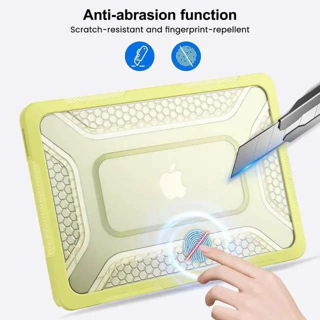 Alt view image 7 of 7 - Case for MacBook Neo Case 13 inch 2026 Model A3404 with A18 Pro Chip, 2 in 1 Kit Shockproof Cover Heavy Duty TPU Bumper Hard Case with Foldable Metal Kickstand, Keyboard Skin & Type C Adapter Yellow