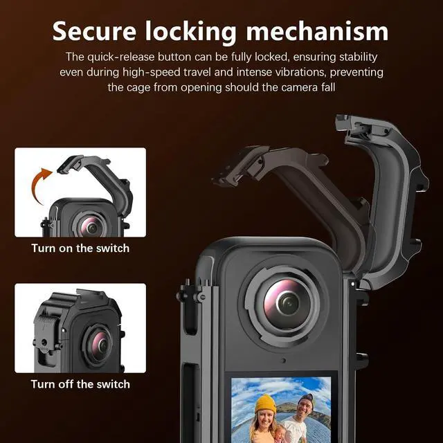 Alt view image 6 of 7 - Camera Cage Compatible with Insta360 X4 Air Camera Accessories, Protective Cage Expansion Frame Case with Cold Shoe Mount | 1/4" Screw Adapter for Tripod, Selfie Stick