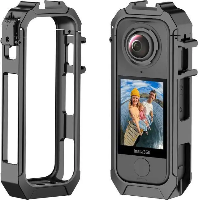Main image of Camera Cage Compatible with Insta360 X4 Air Camera Accessories, Protective Cage Expansion Frame Case with Cold Shoe Mount | 1/4" Screw Adapter for Tripod, Selfie Stick