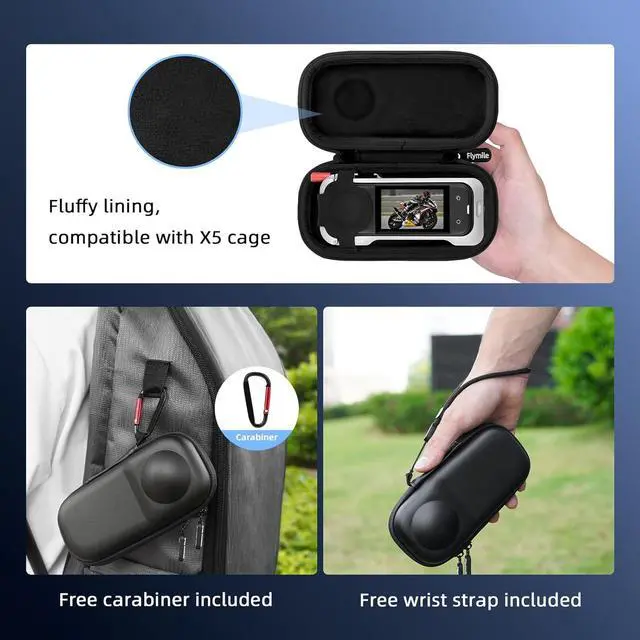 Alt view image 7 of 7 - Insta 360 X5 Utility Cage/Carrying Case (Frame + Lens Cap) Lens Guard/2 Pack Screen Protector Accessories Kit, Tempered Film Glass Metal Cover Portable Bag for Insta360 X5 Protective Bundle