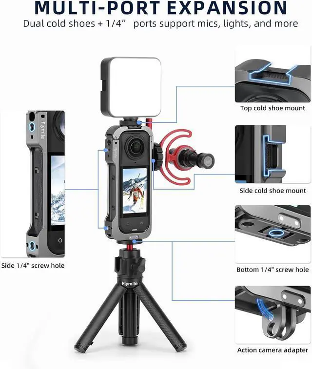 Alt view image 4 of 7 - Insta 360 X5 Utility Cage/Carrying Case (Frame + Lens Cap) Lens Guard/2 Pack Screen Protector Accessories Kit, Tempered Film Glass Metal Cover Portable Bag for Insta360 X5 Protective Bundle
