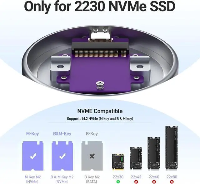 Alt view image 6 of 7 - Magnetic 2230 M.2 NVMe SSD Enclosure, 10Gbps USB 3.2 Gen2, Aluminum Case with MagSafe, ProRes 4K External Storage for iPhone 15/16/17 Pro