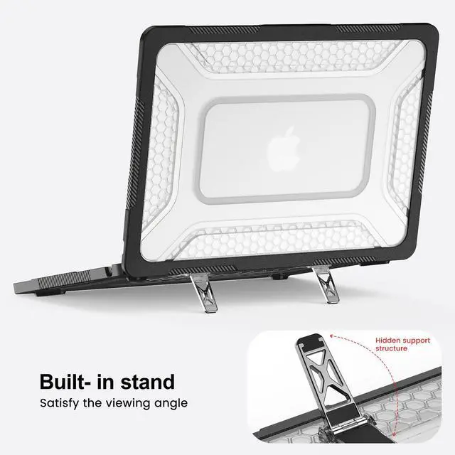 Alt view image 5 of 7 - Case for MacBook Air 13.6 inch 2026 M5 2025 M4 2024 M3 2022, 2 in 1 Kit Shockproof Cover Heavy Duty TPU Bumper Hard Case with Foldable Metal Kickstand, Keyboard Skin & Screen Protector