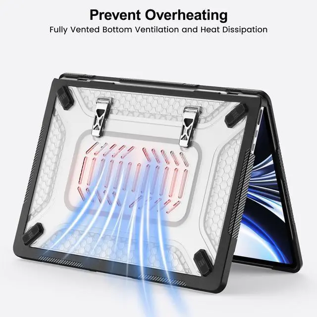 Alt view image 6 of 7 - Case for MacBook Air 13.6 inch 2026 M5 2025 M4 2024 M3 2022, 2 in 1 Kit Shockproof Cover Heavy Duty TPU Bumper Hard Case with Foldable Metal Kickstand, Keyboard Skin & Screen Protector