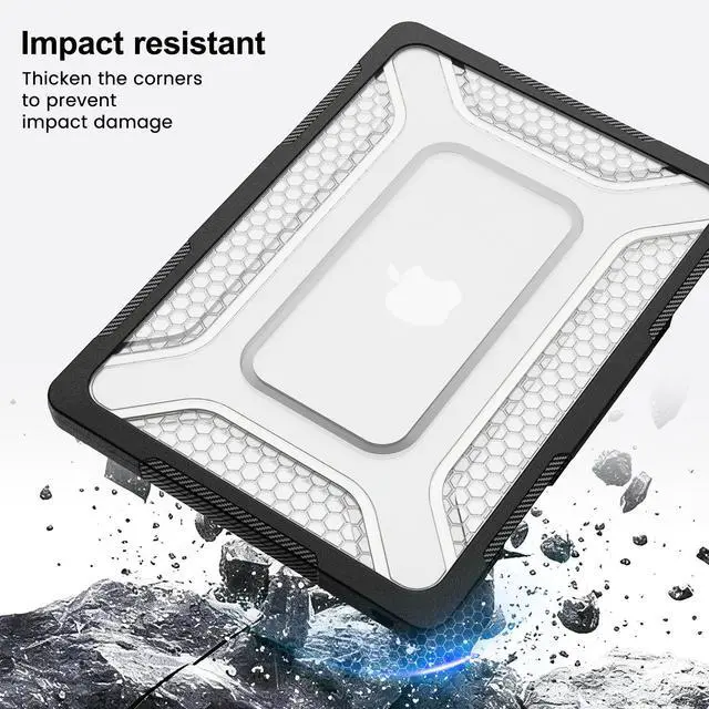 Alt view image 4 of 7 - Case for MacBook Air 13.6 inch 2026 M5 2025 M4 2024 M3 2022, 2 in 1 Kit Shockproof Cover Heavy Duty TPU Bumper Hard Case with Foldable Metal Kickstand, Keyboard Skin & Screen Protector