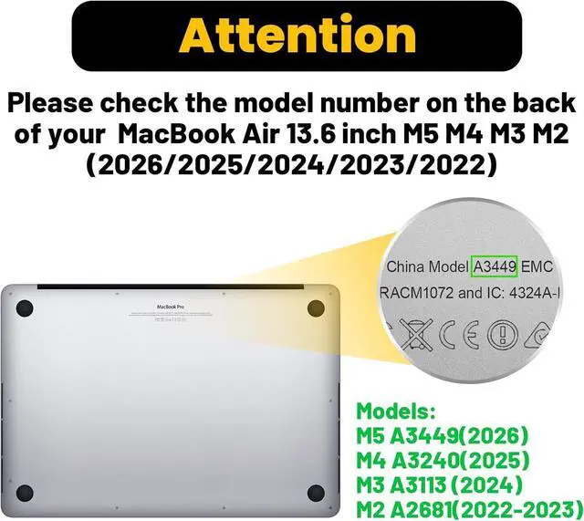 Alt view image 2 of 7 - Case for MacBook Air 13.6 inch 2026 M5 2025 M4 2024 M3 2022, 2 in 1 Kit Shockproof Cover Heavy Duty TPU Bumper Hard Case with Foldable Metal Kickstand, Keyboard Skin & Screen Protector