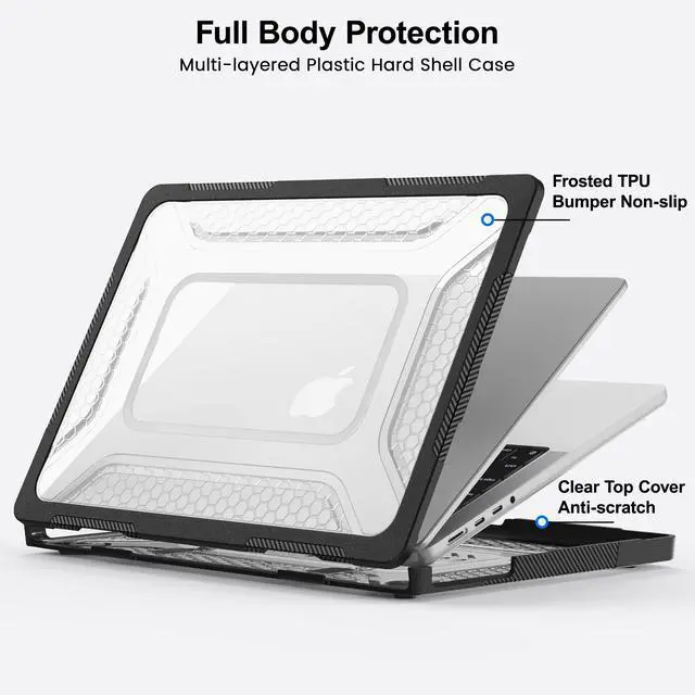 Alt view image 2 of 7 - Case for MacBook Pro 14 inch Case M5 M4 M3 M2 M1 2026-2021 A3427 A3426 A3434 A3112 A3185 A3401 A2918 A2992 A2779 A2442, Shockproof Cover with Foldable Metal Kickstand, Keyboard Skin & Screen Protector