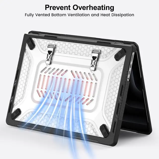Alt view image 5 of 7 - Case for MacBook Pro 14 inch Case M5 M4 M3 M2 M1 2026-2021 A3427 A3426 A3434 A3112 A3185 A3401 A2918 A2992 A2779 A2442, Shockproof Cover with Foldable Metal Kickstand, Keyboard Skin & Screen Protector