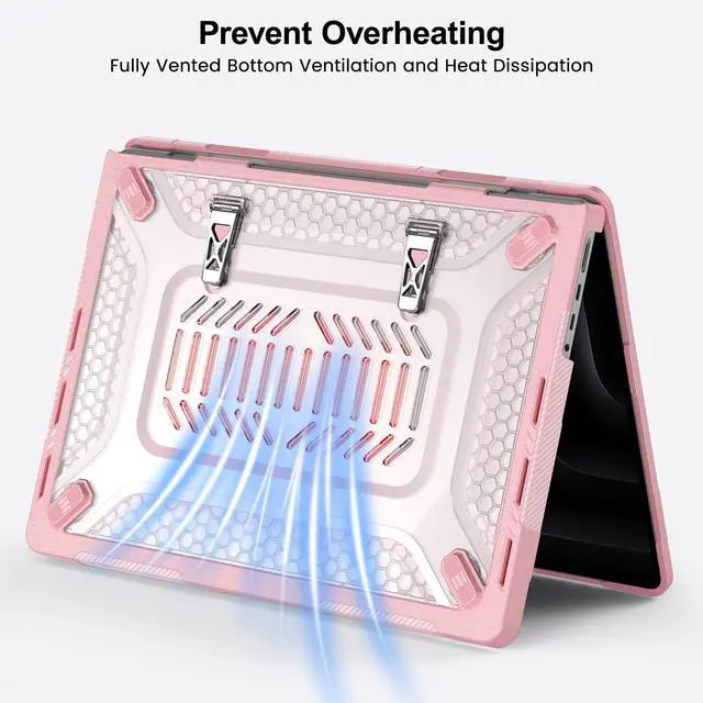 Alt view image 5 of 7 - Case for MacBook Pro 14 inch Case M5 M4 M3 M2 M1 2026-2021 A3427 A3426 A3434 A3112 A3185 A3401 A2918 A2992 A2779 A2442, Shockproof Cover with Foldable Metal Kickstand, Keyboard Skin & Screen Protector