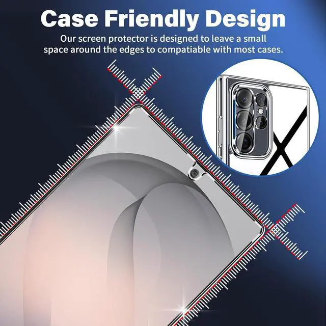 Alt view image 7 of 7 - 3 Pack for Samsung Galaxy S26 Ultra Screen Protector Tempered Glass + 3 Pack Camera Lens Protector, Military Grade Shatterproof, 9H Hardness, Fingerprint Unlock, Case Friendly 6.9 Inch
