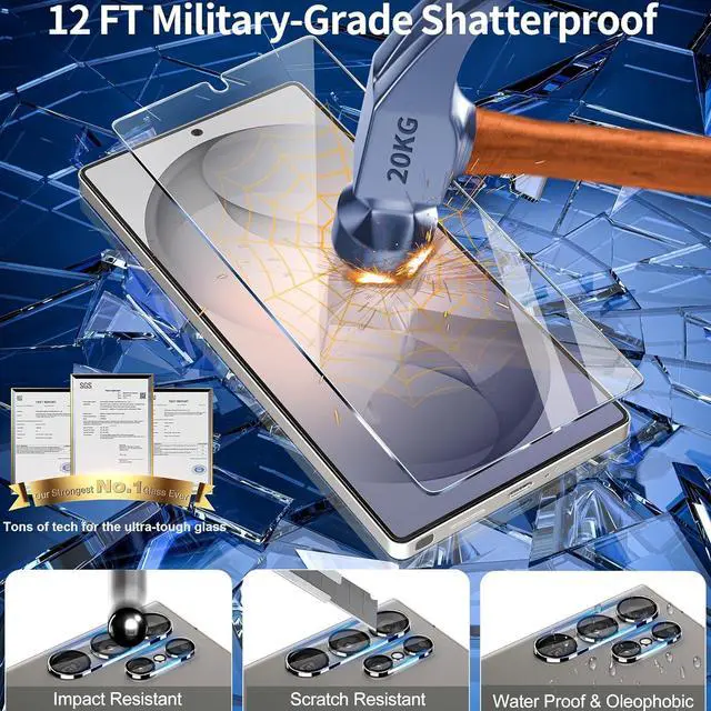 Alt view image 3 of 7 - 3 Pack for Samsung Galaxy S26 Ultra Screen Protector Tempered Glass + 3 Pack Camera Lens Protector, Military Grade Shatterproof, 9H Hardness, Fingerprint Unlock, Case Friendly 6.9 Inch