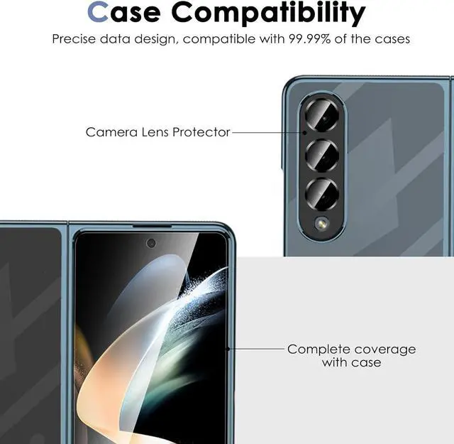 Alt view image 7 of 7 - [3+3+3 Pack Screen Protector Set for Samsung Galaxy Z Fold 4 - Including Inner Screen Flexible Film, Back Screen Tempered Glass Protector and 1 Set of Camera Lens Protector