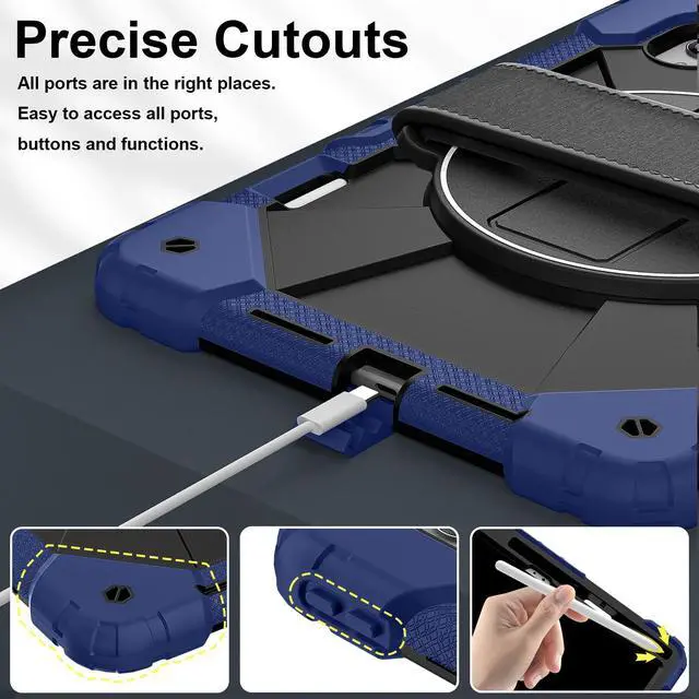 Alt view image 4 of 7 - Protective Case for Lenovo Tab idea Pro Gen 2 13 inch with Pencil Holder Rotatable Stand Shoulder Strap, Shockproof Cover for Lenovo Tab idea Pro Gen 2 13" 2026 Navy Blue