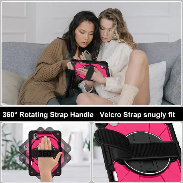 Alt view image 2 of 7 - Protective Case for Lenovo Tab idea Pro Gen 2 13 inch with Pencil Holder Rotatable Stand Shoulder Strap, Shockproof Cover for Lenovo Tab idea Pro Gen 2 13" 2026 Rose Red