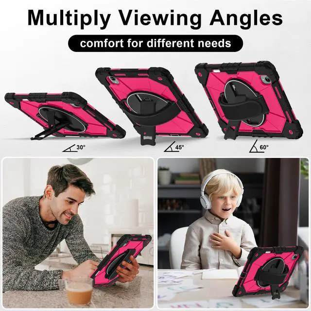 Alt view image 3 of 7 - Protective Case for Lenovo Tab idea Pro Gen 2 13 inch with Pencil Holder Rotatable Stand Shoulder Strap, Shockproof Cover for Lenovo Tab idea Pro Gen 2 13" 2026 Rose Red
