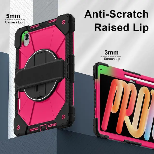 Alt view image 5 of 7 - Protective Case for Lenovo Tab idea Pro Gen 2 13 inch with Pencil Holder Rotatable Stand Shoulder Strap, Shockproof Cover for Lenovo Tab idea Pro Gen 2 13" 2026 Rose Red
