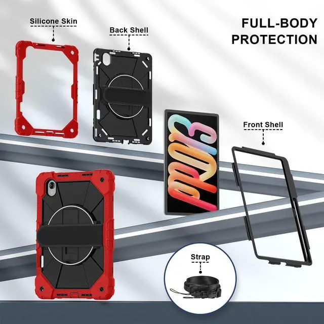 Alt view image 7 of 7 - Protective Case for Lenovo Tab idea Pro Gen 2 13 inch with Pencil Holder Rotatable Stand Shoulder Strap, Shockproof Cover for Lenovo Tab idea Pro Gen 2 13" 2026 Red