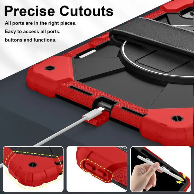 Alt view image 5 of 7 - Protective Case for Lenovo Tab idea Pro Gen 2 13 inch with Pencil Holder Rotatable Stand Shoulder Strap, Shockproof Cover for Lenovo Tab idea Pro Gen 2 13" 2026 Red