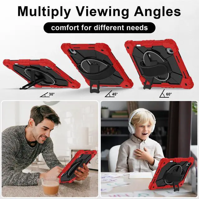 Alt view image 3 of 7 - Protective Case for Lenovo Tab idea Pro Gen 2 13 inch with Pencil Holder Rotatable Stand Shoulder Strap, Shockproof Cover for Lenovo Tab idea Pro Gen 2 13" 2026 Red
