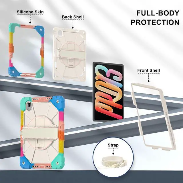 Alt view image 7 of 7 - Protective Case for Lenovo Tab idea Pro Gen 2 13 inch with Pencil Holder Rotatable Stand Shoulder Strap, Shockproof Cover for Lenovo Tab idea Pro Gen 2 13" 2026 Rainbow