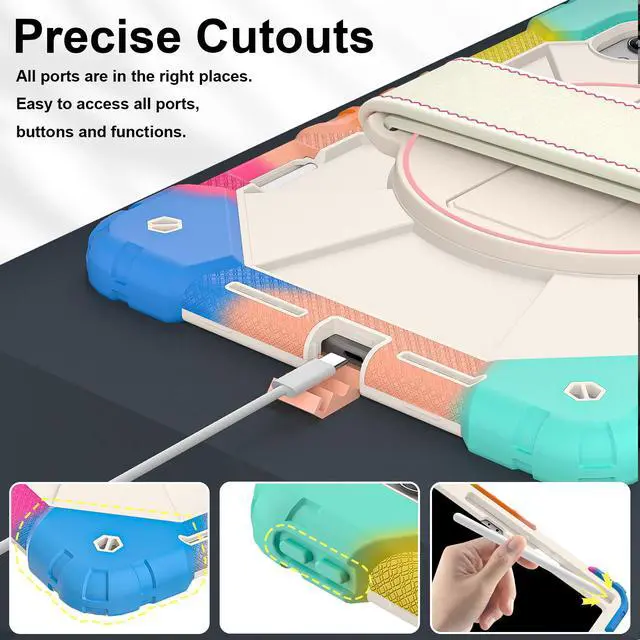 Alt view image 6 of 7 - Protective Case for Lenovo Tab idea Pro Gen 2 13 inch with Pencil Holder Rotatable Stand Shoulder Strap, Shockproof Cover for Lenovo Tab idea Pro Gen 2 13" 2026 Rainbow